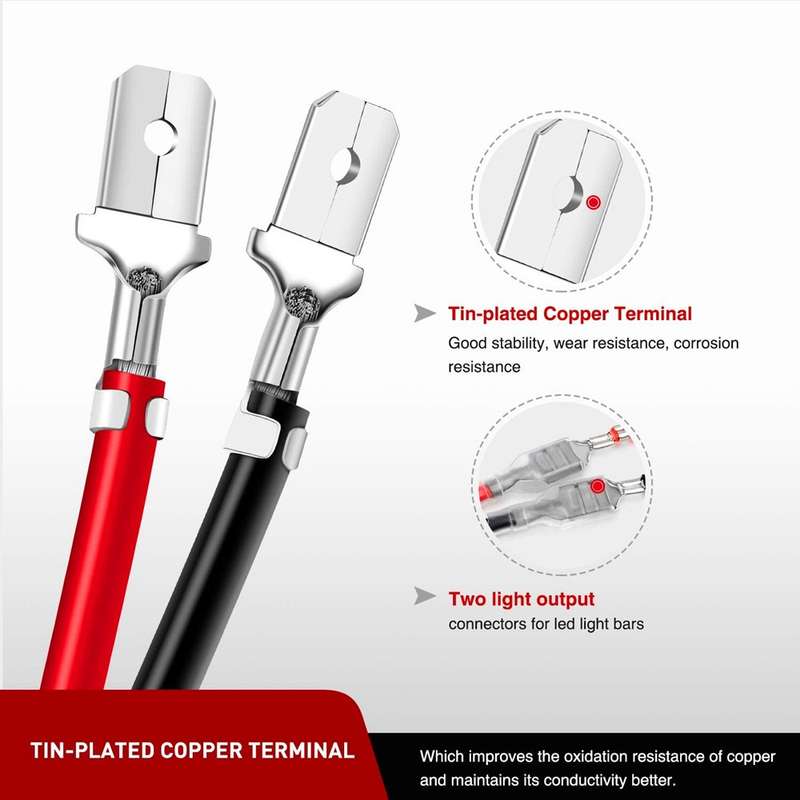 2pcs 16AWG For LED Lights / Off-Road Lights Car Wiring Harness Extension Cable Kit