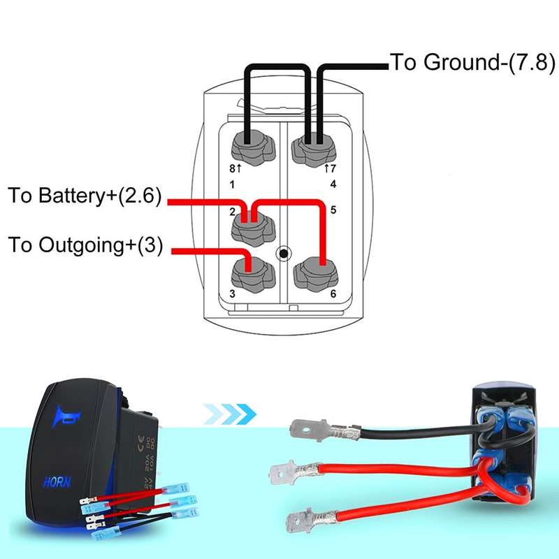 12 20A / 24V 10A Car Horn Rocker Switch with Jumper Set
