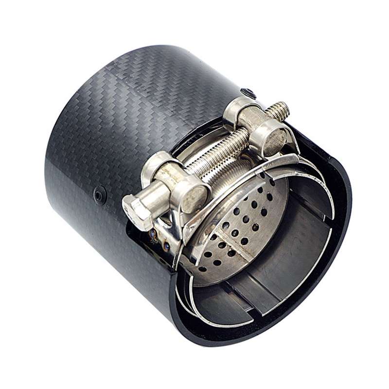 Car Modified MP Exhaust Pipe Glossy 90mm Carbon Fiber Short Tail Throat for BMW 3 Series, Air Inlet