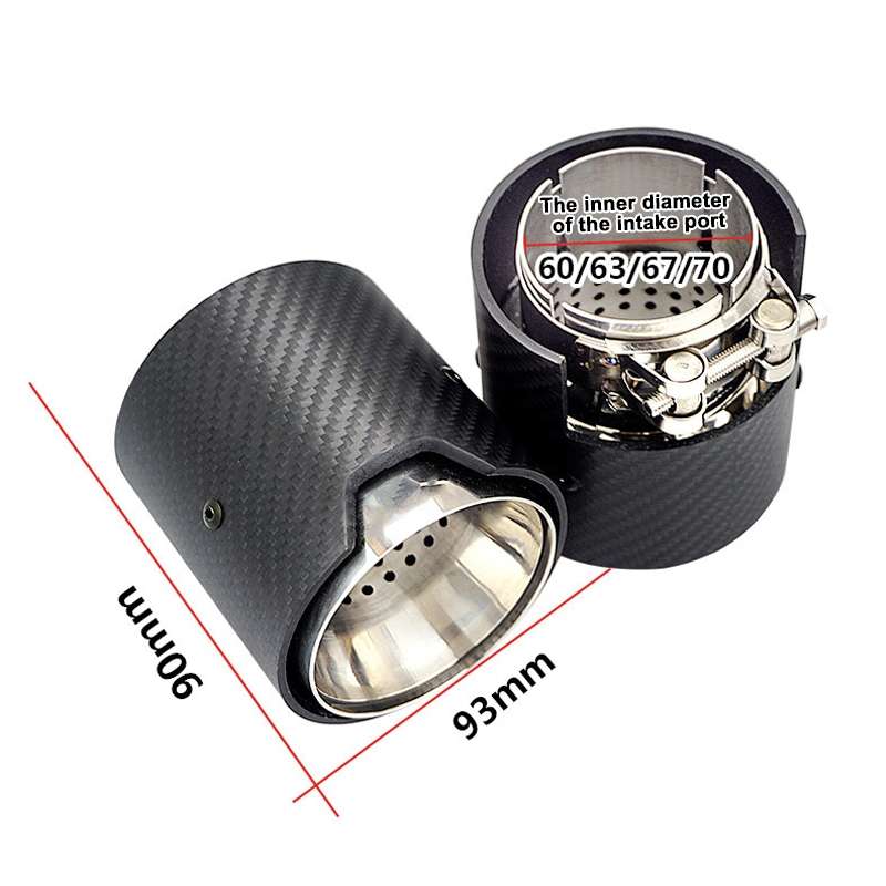 Car Modified MP Exhaust Pipe Glossy 90mm Carbon Fiber Short Tail Throat for BMW 3 Series, Air Inlet