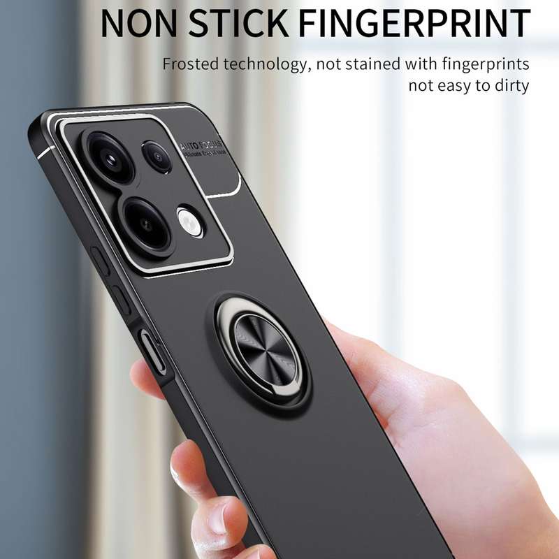 For Xiaomi Redmi Note 13 Pro China Metal Ring Holder TPU Phone Case(Black+Gold)