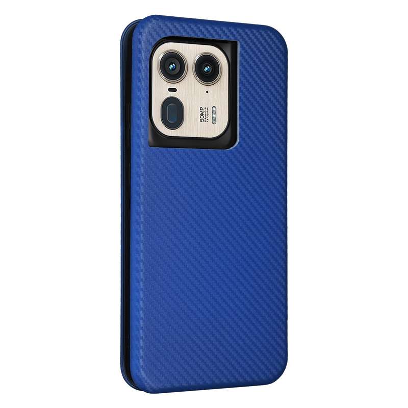 For Motorola Edge 50 Ultra Carbon Fiber Texture Flip Leather Phone Case(Blue)
