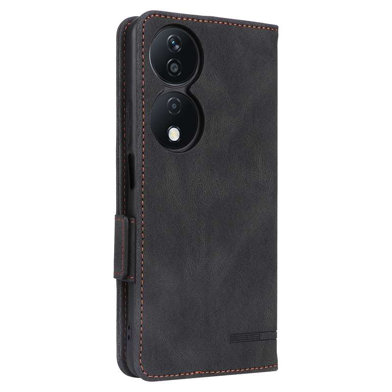 For Honor X7b Magnetic Clasp Flip Leather Phone Case(Black)