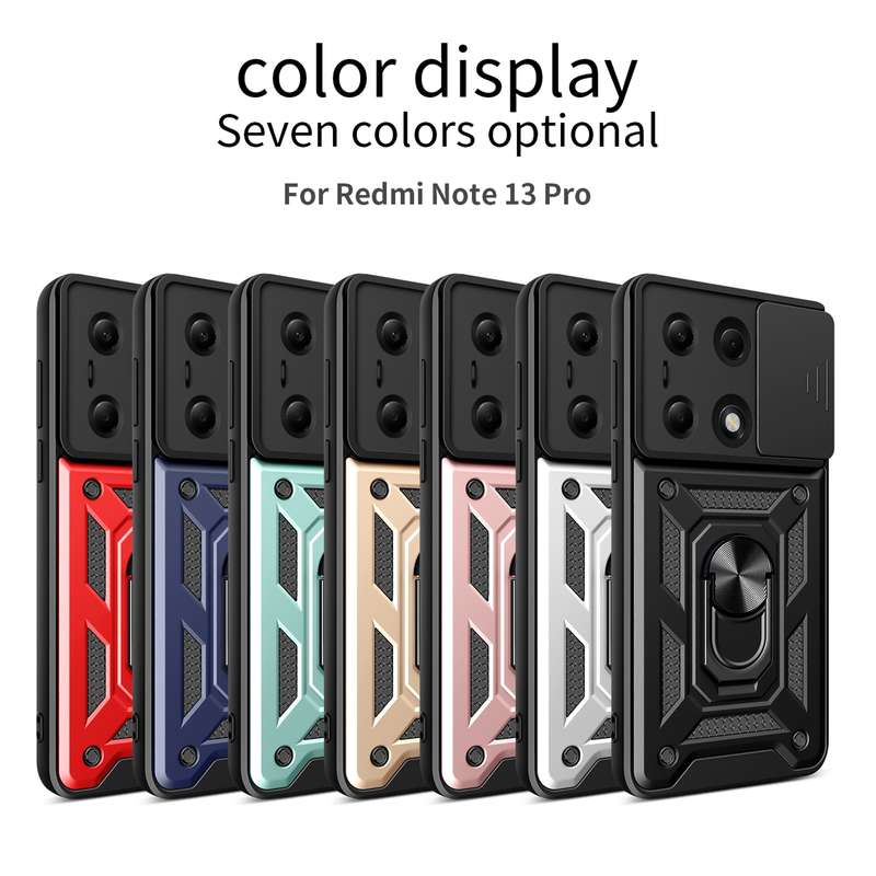 For Xiaomi Redmi Note 13 Pro 4G Global Sliding Camera Cover Design TPU Hybrid PC Phone Case(Silver)