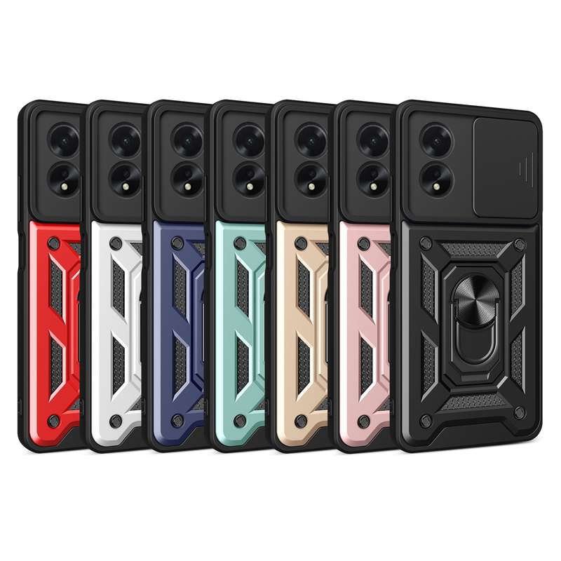 For OPPO A38 4G Global Sliding Camera Cover Design TPU Hybrid PC Phone Case(Gold)