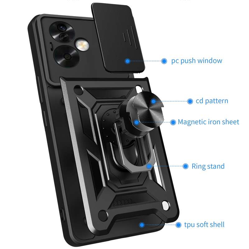 For OPPO A79 5G Global Sliding Camera Cover Design TPU Hybrid PC Phone Case(Mint Green)