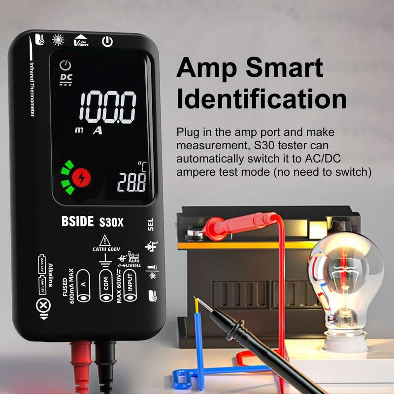 BSIDE S30X Smart Color Screen Infrared Temperature Measurement Multimeter(Black)