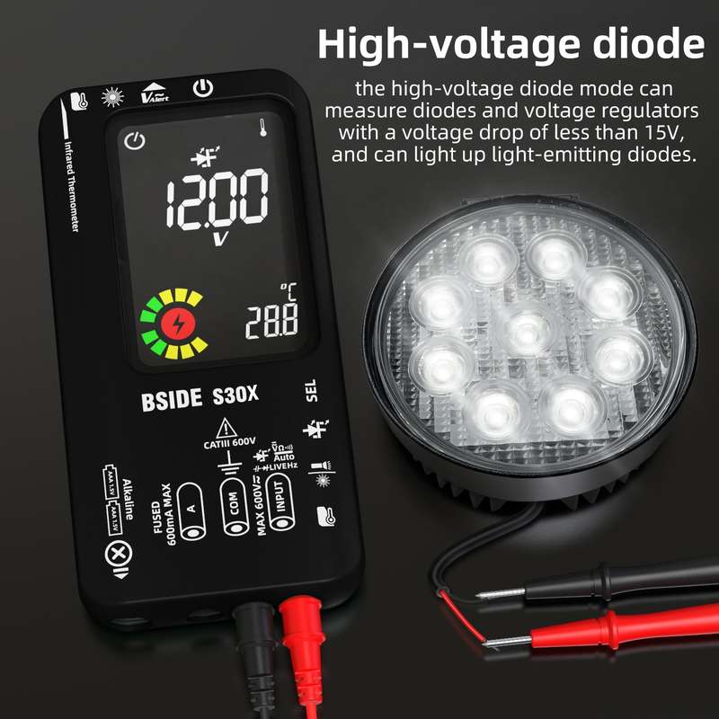 BSIDE S30X Smart Color Screen Infrared Temperature Measurement Multimeter(Black)