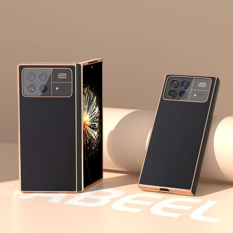For Xiaomi Mix Fold 3 Genuine Leather Silk Series Nano Plating Phone Case(Black)
