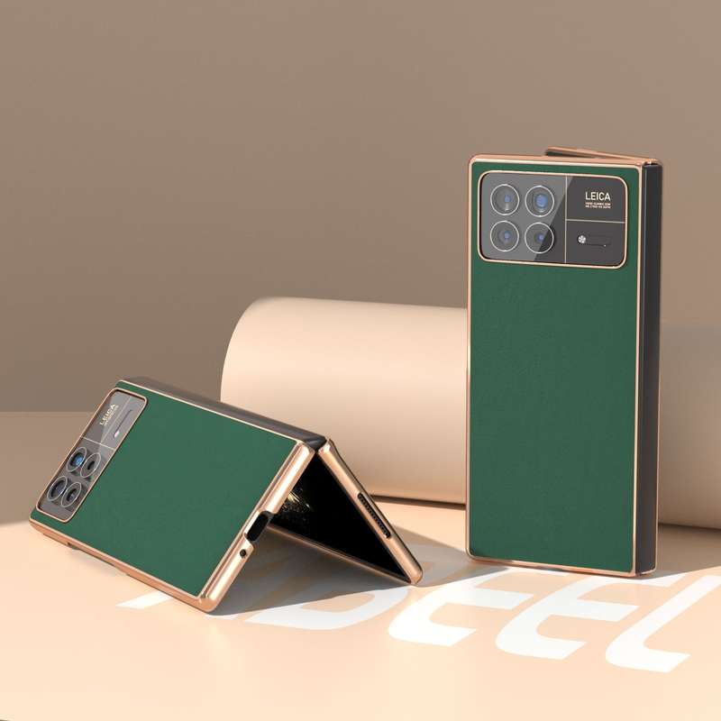 For Xiaomi Mix Fold 3 Genuine Leather Silk Series Nano Plating Phone Case(Dark Green)