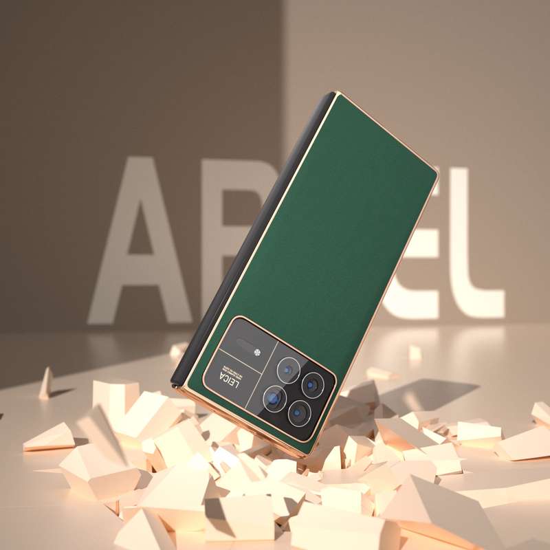 For Xiaomi Mix Fold 3 Genuine Leather Silk Series Nano Plating Phone Case(Dark Green)