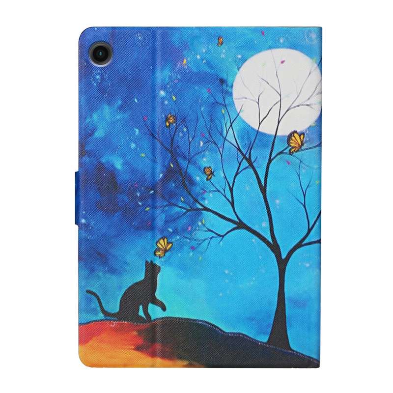 For Samsung Galaxy Tab A9 Colored Drawing Pattern Horizontal Flip PU Tablet Case with Sleep / Wake-u