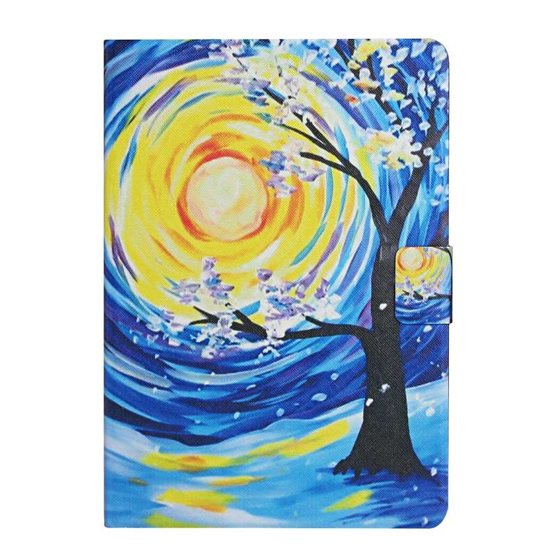 For Samsung Galaxy Tab A9 Colored Drawing Pattern Horizontal Flip PU Tablet Case with Sleep / Wake-u