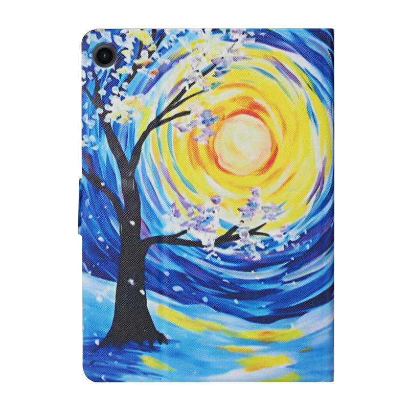 For Samsung Galaxy Tab A9 Colored Drawing Pattern Horizontal Flip PU Tablet Case with Sleep / Wake-u