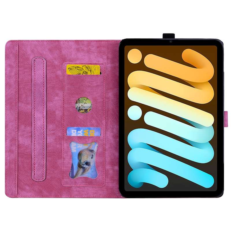 For iPad mini 6 / mini 2024 Cartoon Sakura Cat Embossed Smart Leather Tablet Case(Green)