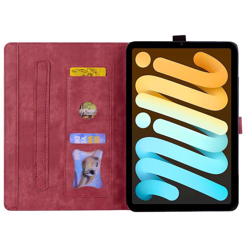 For iPad mini 6 / mini 2024 Cartoon Sakura Cat Embossed Smart Leather Tablet Case(Green)