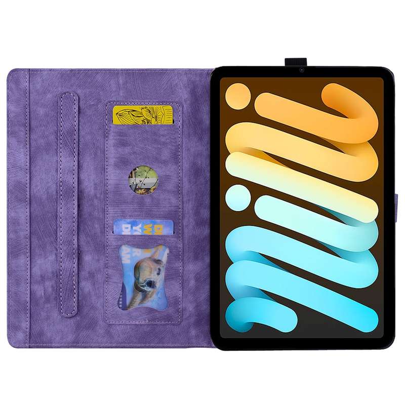 For iPad mini 6 / mini 2024 Cartoon Sakura Cat Embossed Smart Leather Tablet Case(Green)