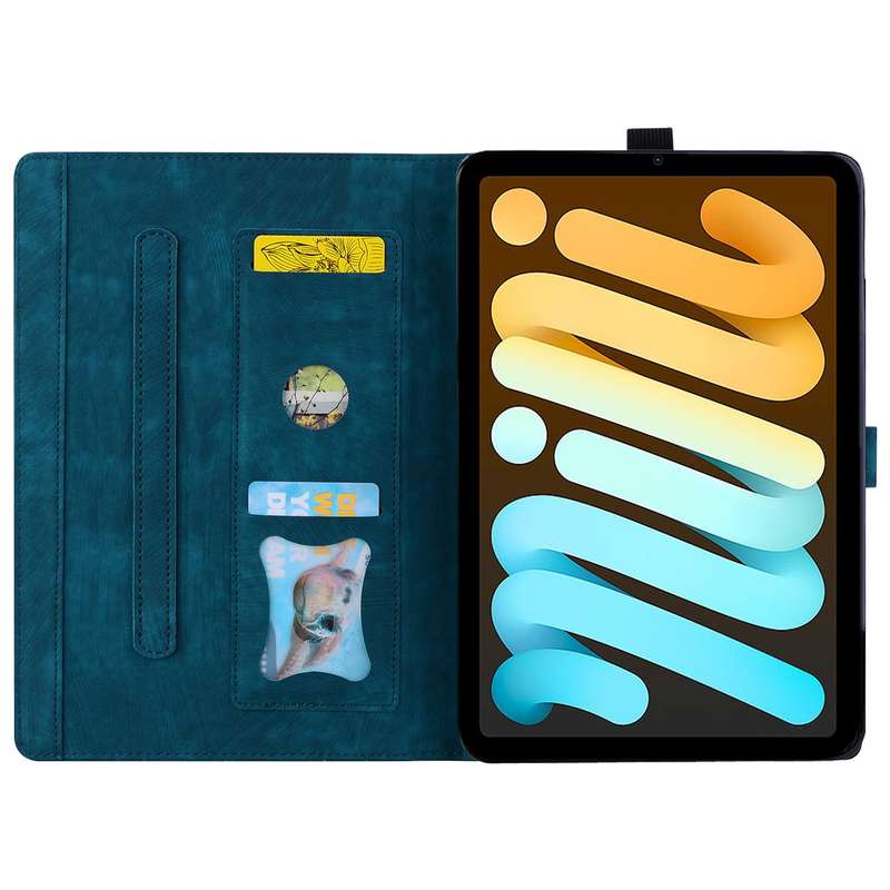 For iPad mini 6 / mini 2024 Cartoon Sakura Cat Embossed Smart Leather Tablet Case(Green)