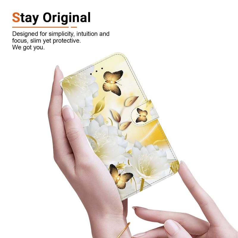 For iPhone SE 2024 Crystal Texture Colored Drawing Leather Phone Case(Gold Butterfly Epiphyllum
