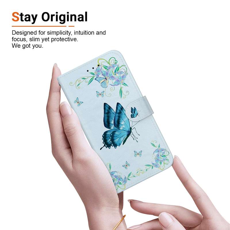 For iPhone SE 2024 Crystal Texture Colored Drawing Leather Phone Case(Blue Pansies)