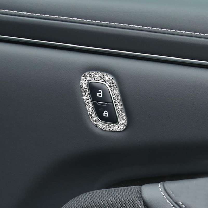 For Ford Mustang Mach E 2021 Car Door Lock Button Diamond Decorative Sticker, Left Drive