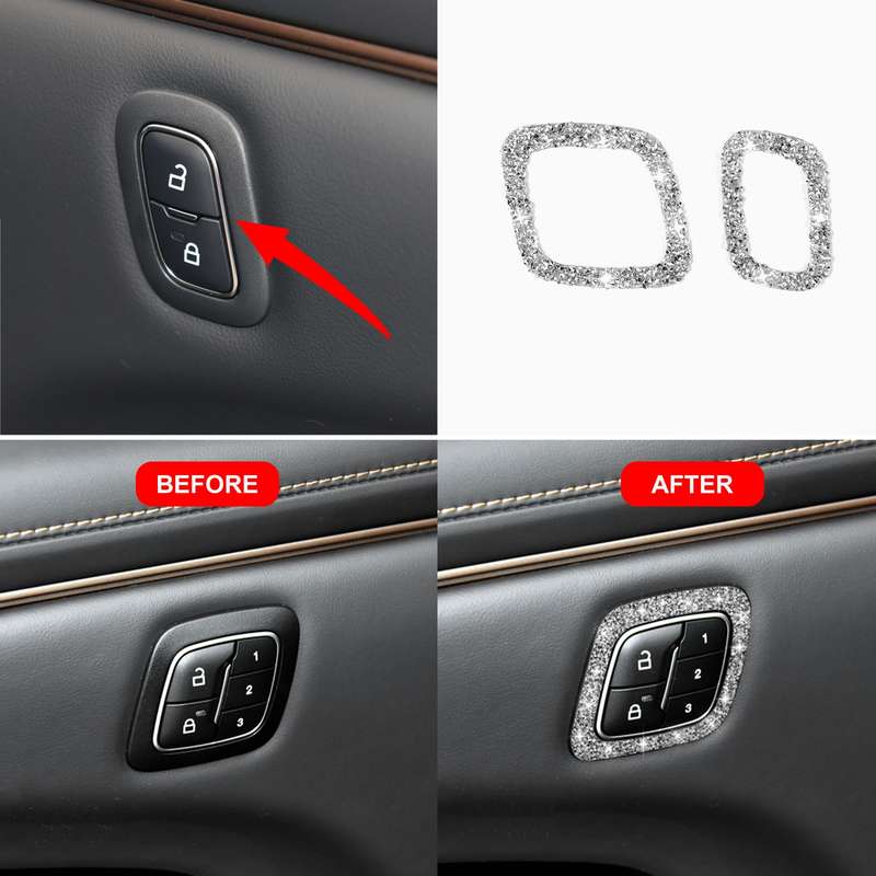 For Ford Mustang Mach E 2021 Car Door Lock Button Diamond Decorative Sticker, Left Drive