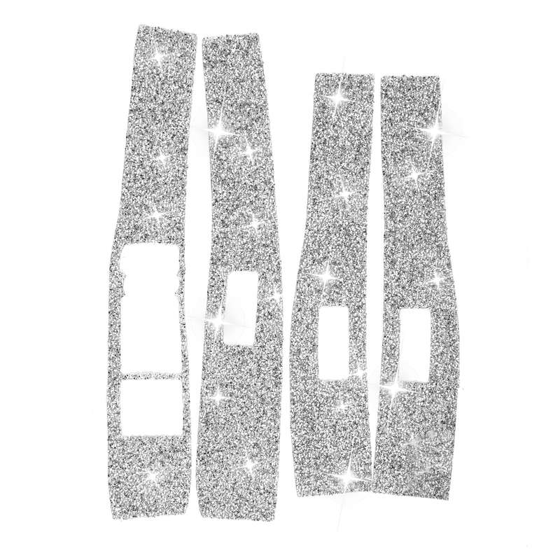 For Ford Mustang Mach E 2021 4 in 1 Car Window Lift Panel Diamond Decorative Sticker, Left Drive
