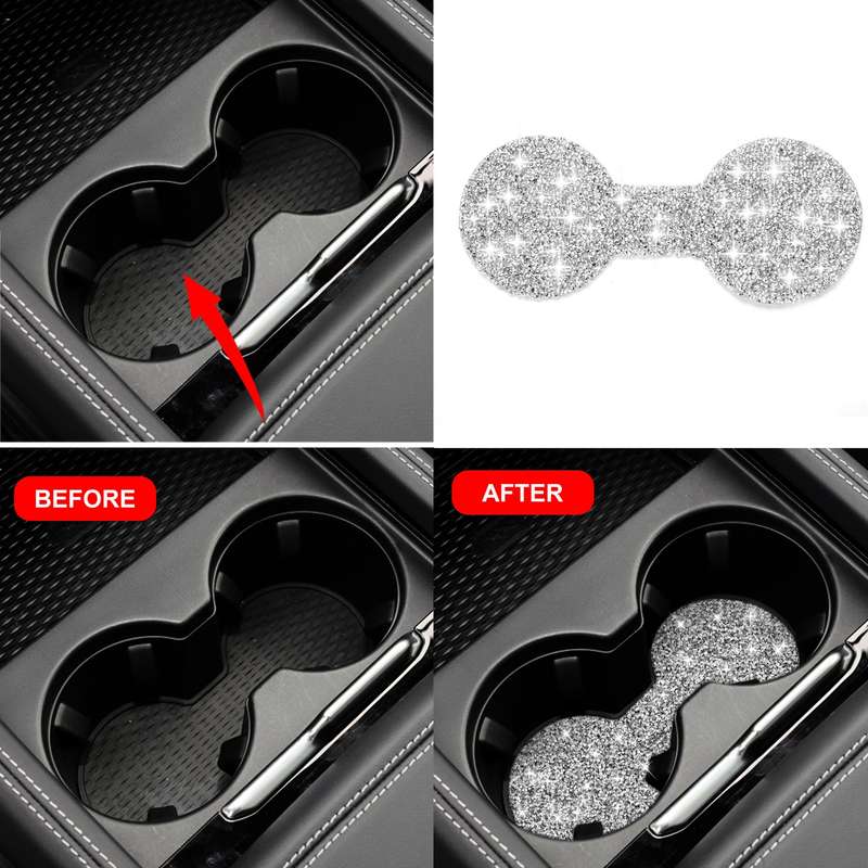 For Ford Mustang Mach E 2021 Car Large Cup Base Diamond Decorative Sticker
