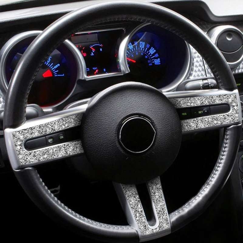 For Ford Mustang 2005-2009 3 in 1 Car Steering Wheel Diamond Decorative Sticker, Left Drive
