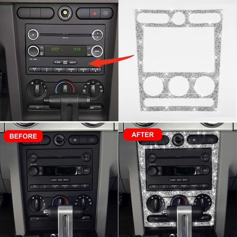 For Ford Mustang 2005-2009 Car Air Conditioning Control Panel Diamond Decorative Sticker, Left Drive