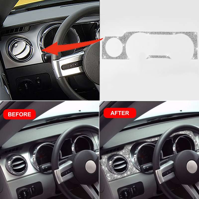 For Ford Mustang 2005-2009 Car Dashboard Frame Diamond Decorative Sticker, Left Drive