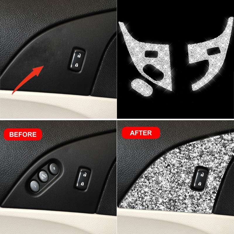 For Chevrolet Corvette C6 2005-2013 Car Door Lock Panel Diamond Decorative Sticker, Left Drive