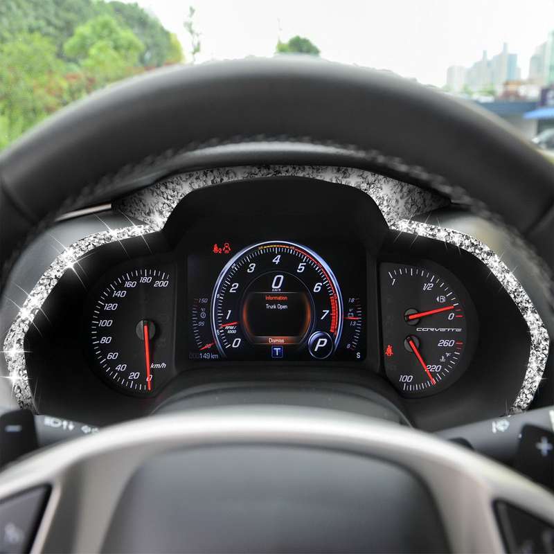 For Chevrolet Corvette C7 2014-2019 4 in 1 Car Dashboard Frame Diamond Decorative Sticker, Left Driv