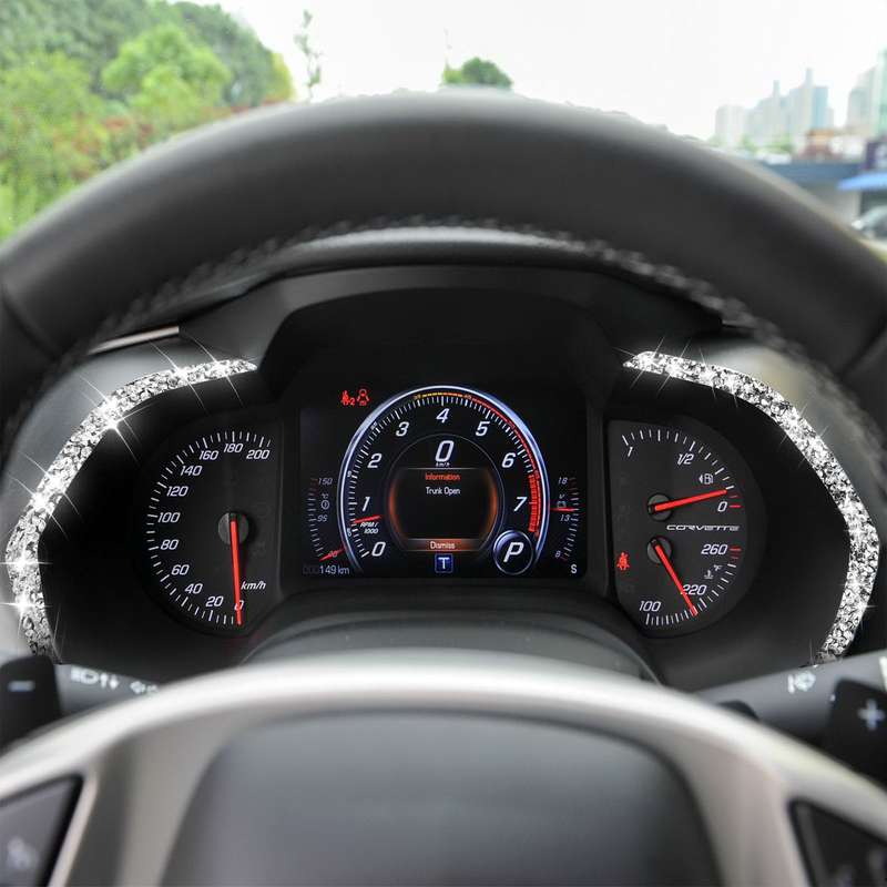 For Chevrolet Corvette C7 2014-2019 2 in 1 Car Dashboard Frame Diamond Decorative Sticker, Left Driv