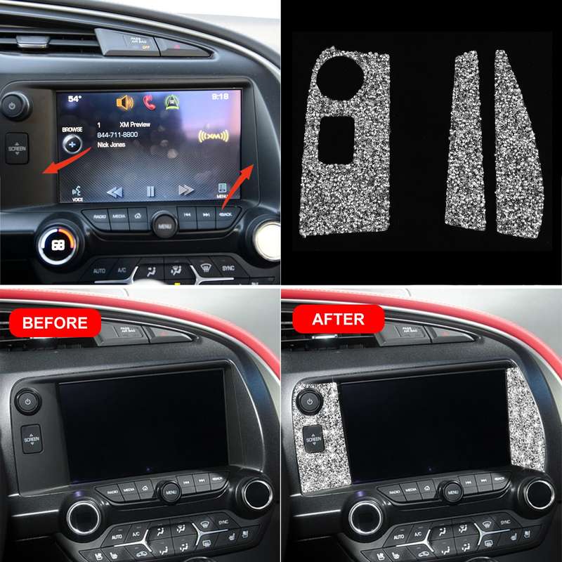 For Chevrolet Corvette C7 2014-2019 3 in 1 Car Navigate Panel Diamond Decorative Sticker, Left Drive