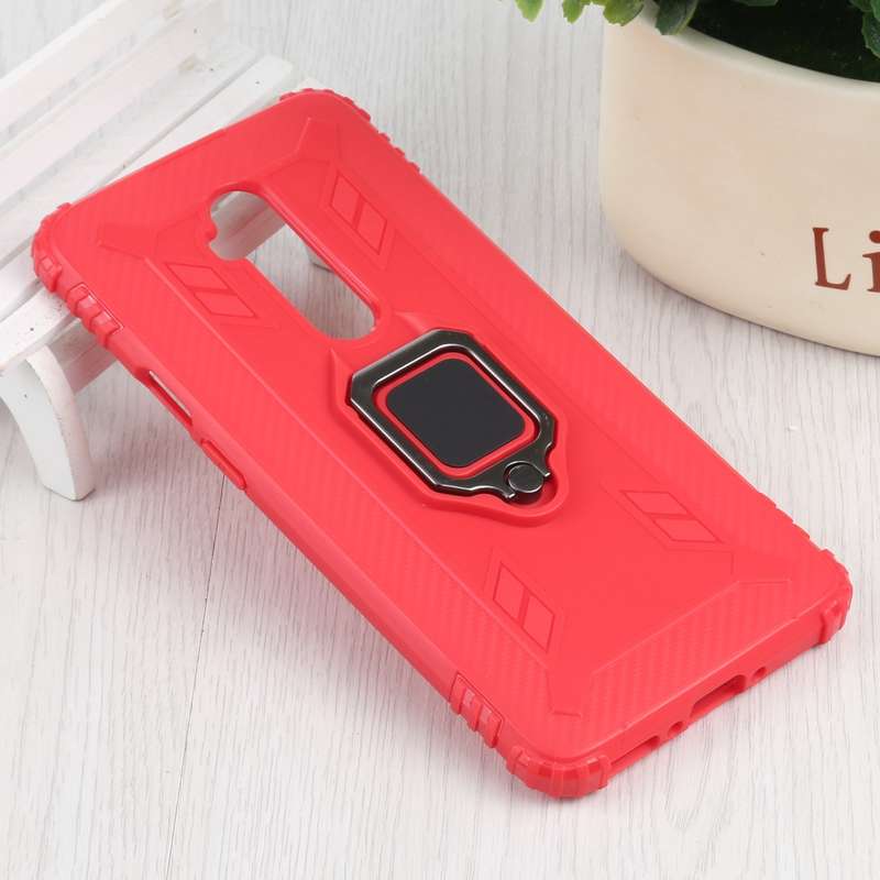 For OnePlus 7T Pro / 7 Pro Carbon Fiber Protective Case with 360 Degree Rotating Ring Holder(Green)