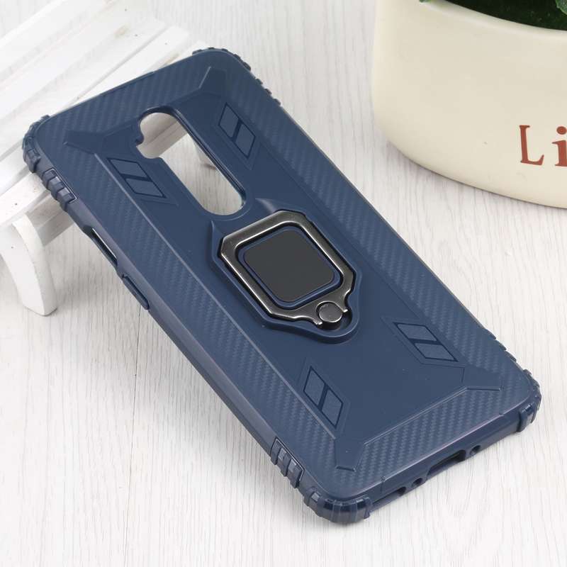For OnePlus 7T Pro / 7 Pro Carbon Fiber Protective Case with 360 Degree Rotating Ring Holder(Green)
