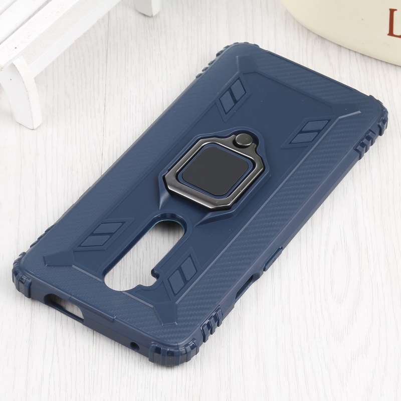 For OnePlus 7T Pro / 7 Pro Carbon Fiber Protective Case with 360 Degree Rotating Ring Holder(Green)