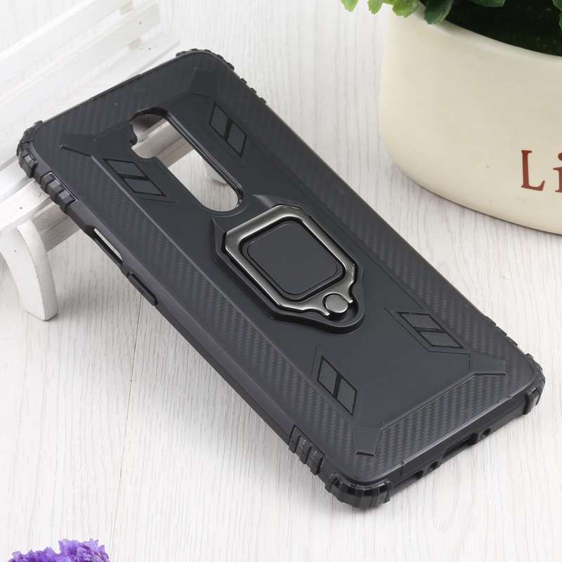 For OnePlus 7T Pro / 7 Pro Carbon Fiber Protective Case with 360 Degree Rotating Ring Holder(Green)