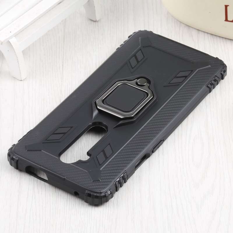 For OnePlus 7T Pro / 7 Pro Carbon Fiber Protective Case with 360 Degree Rotating Ring Holder(Green)