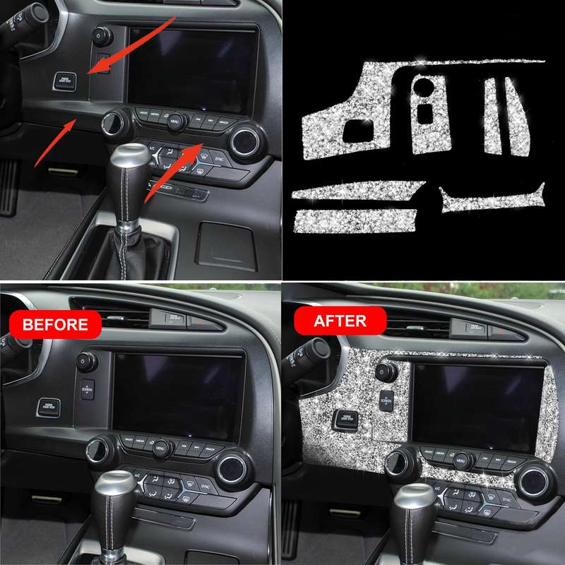 For Chevrolet Corvette C7 2014-2019 7 in 1 Car Central Control Panel Diamond Decorative Sticker, Lef