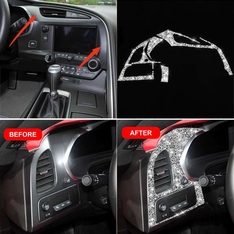 For Chevrolet Corvette C7 2014-2019 Car Left Air Outlet Panel Diamond Decorative Sticker, Left Drive