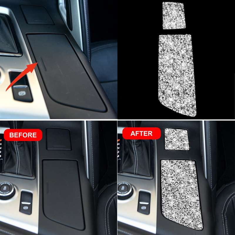 For Chevrolet Corvette C7 2014-2019 Car Cup Holder Cover Diamond Decorative Sticker, Left Drive