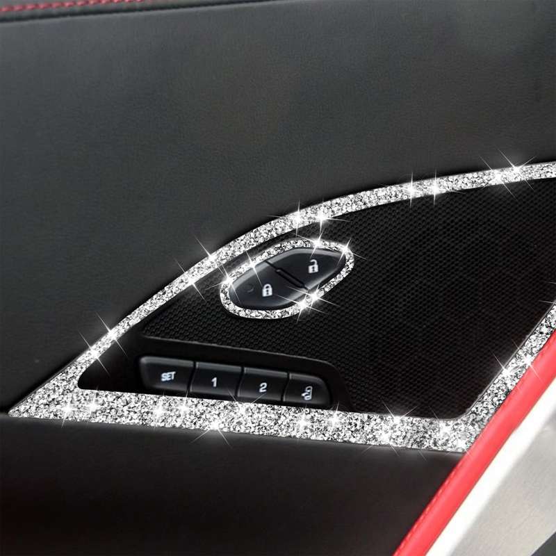 For Chevrolet Corvette C7 2014-2019 Car Door Speaker Frame Diamond Decorative Sticker, Left Drive