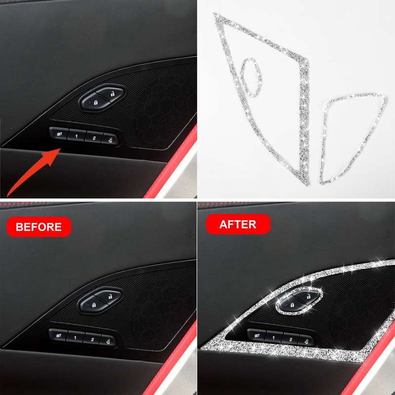 For Chevrolet Corvette C7 2014-2019 Car Door Speaker Frame Diamond Decorative Sticker, Left Drive