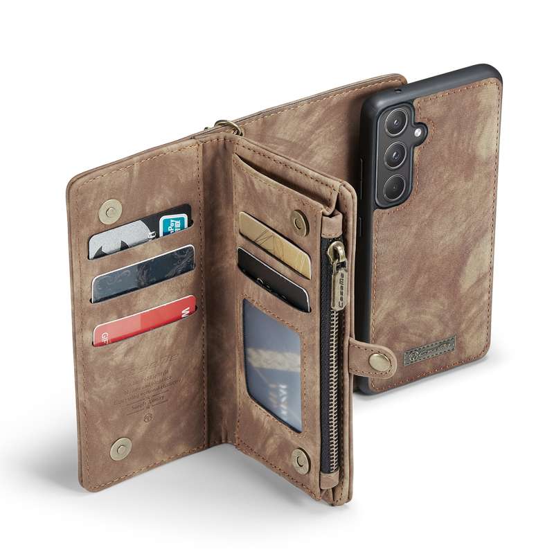 For Samsung Galaxy A55 5G CaseMe 008 Multifunctional Zipper Wallet Leather Phone Case with Lany