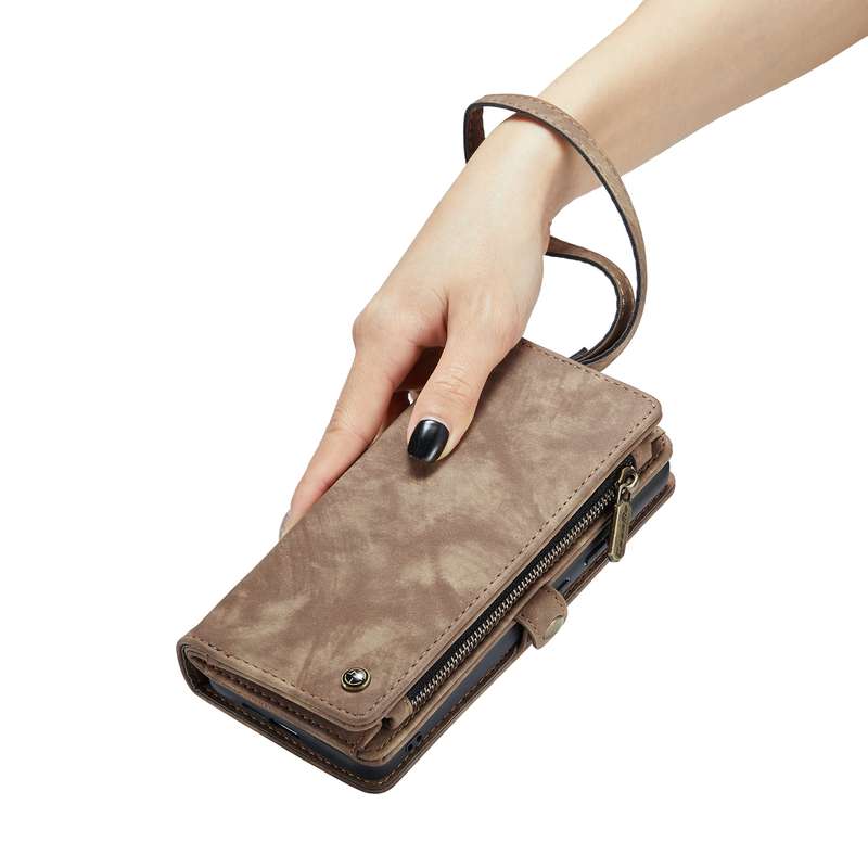 For Samsung Galaxy A55 5G CaseMe 008 Multifunctional Zipper Wallet Leather Phone Case with Lany