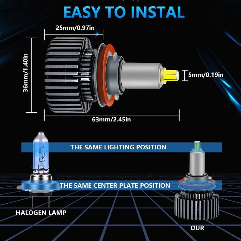 V2 1 Pair H11 35W 6000K 4000LM Car 6 Sides LED Headlight(Cool White)