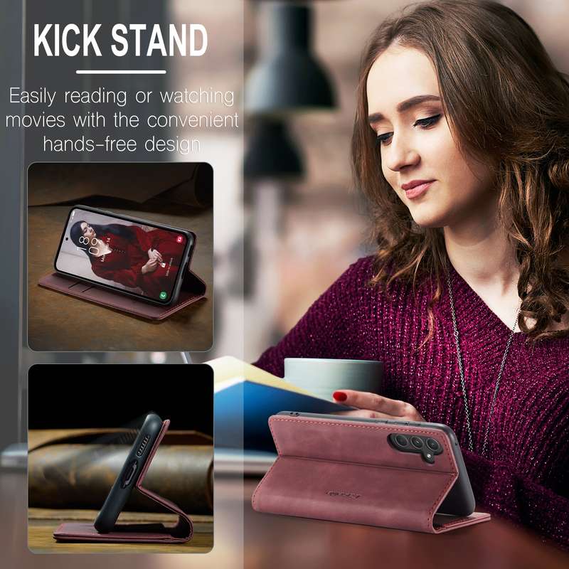 For Samsung Galaxy A55 5G CaseMe 013 Multifunctional Horizontal Flip Leather Phone Case(Coffee)