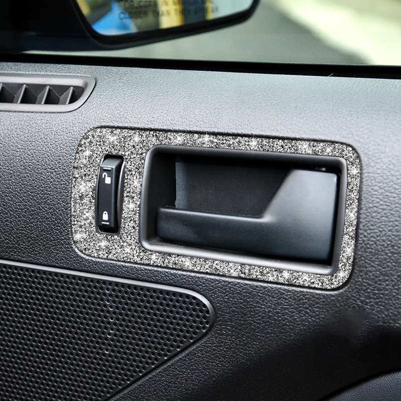 For Ford Mustang 2009-2013 2pcs Car Door Inner Handle Diamond Decoration Sticker, Left Hand Drive